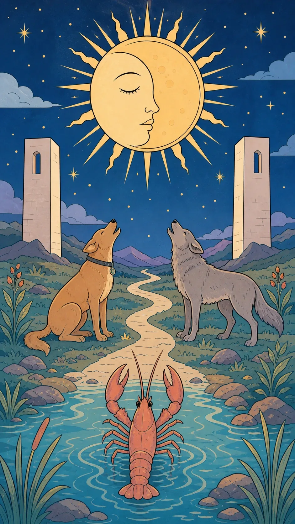 The Moon — Rider-Waite-Smith tarot card