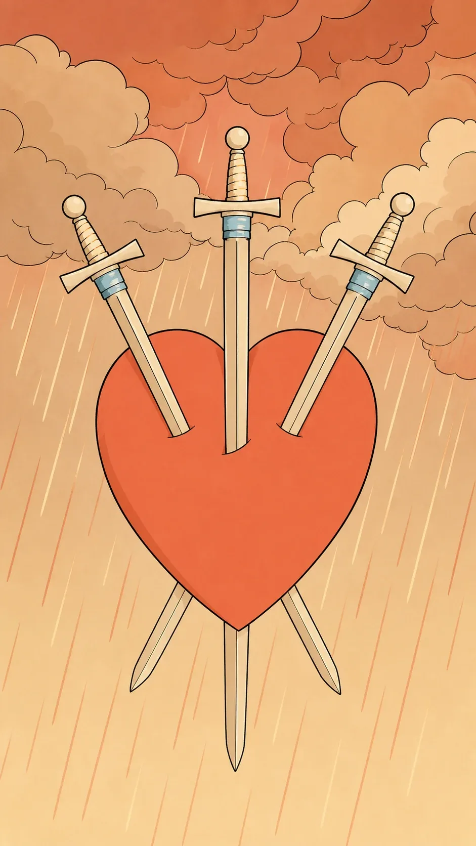 Le Trois d'Épée — carte du tarot Rider-Waite-Smith