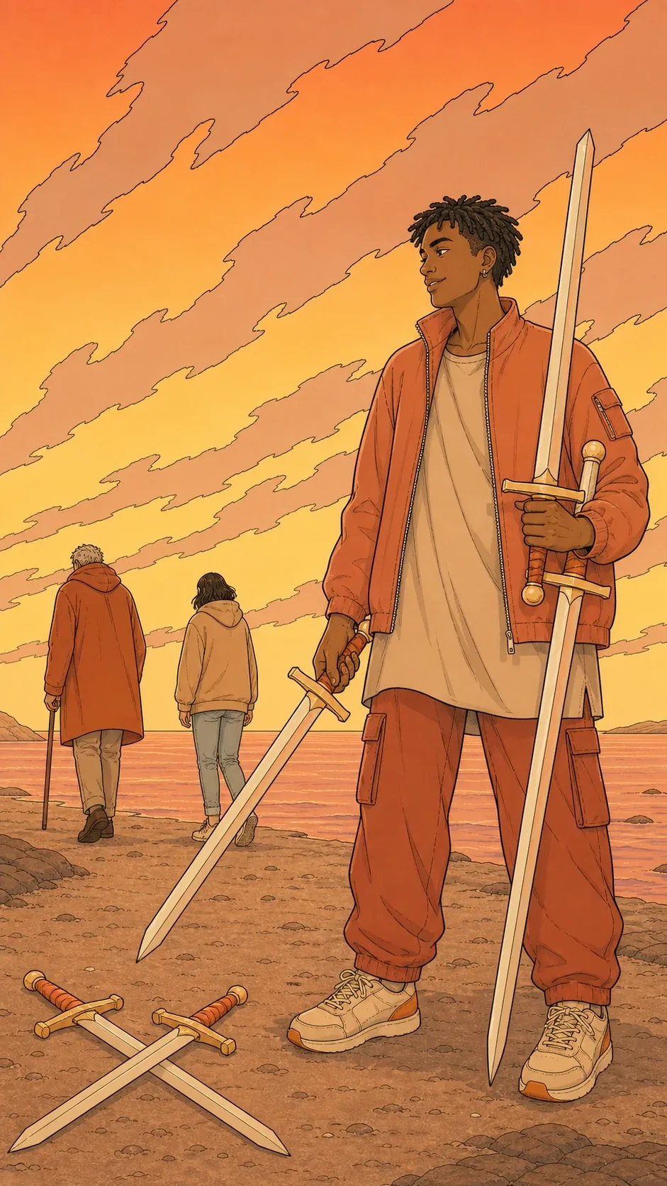Le Cinq d'Épée — carte du tarot Rider-Waite-Smith